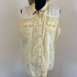 Legacy Falls Sleeveless Western Cowgirl Pearl Snap Shirt Woman’s Sz XL